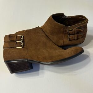 Sam Edelman Petal Ankle Bootie Brown Suede Buckle Zip Ankle Boot Size 7